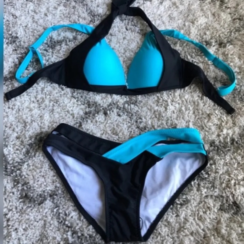 Aqua & white bikini